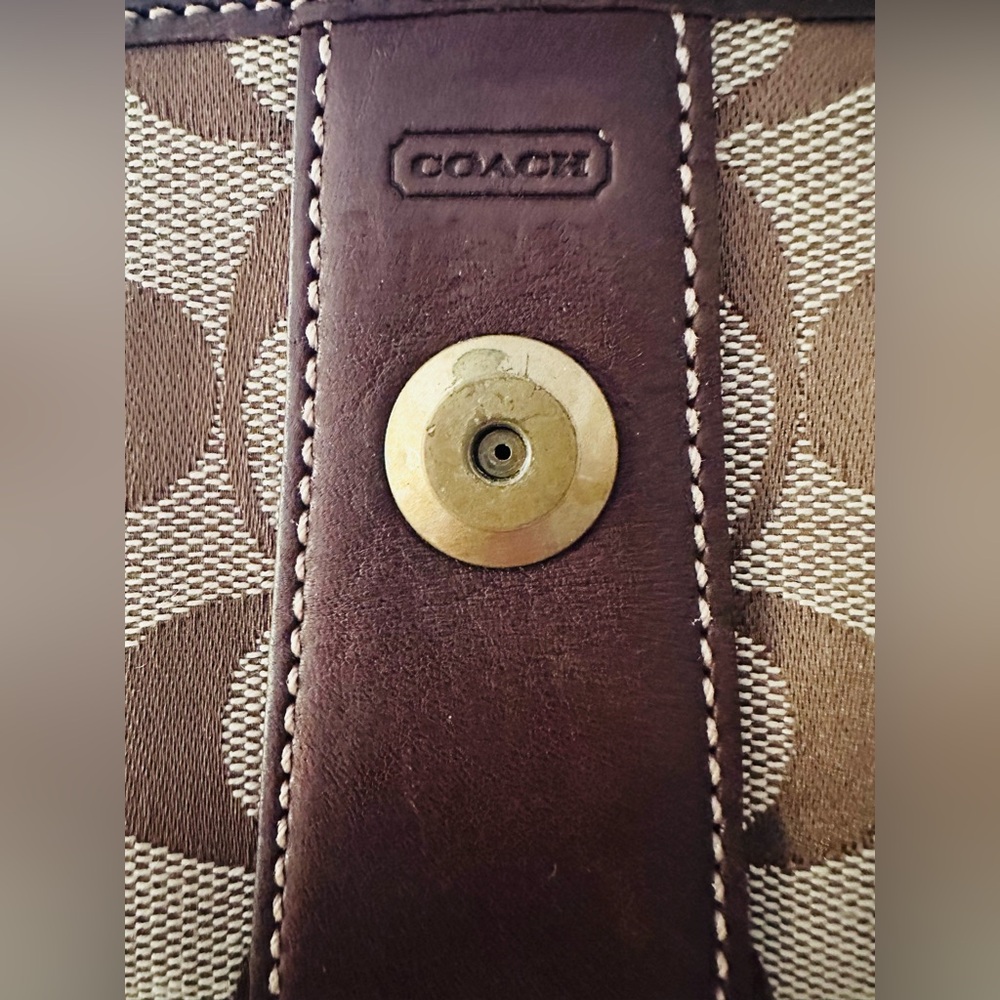 Authentic Vintage Coach Brown Suede  and Leather Clutch with Brass Buckle! - Picture 9 of 10